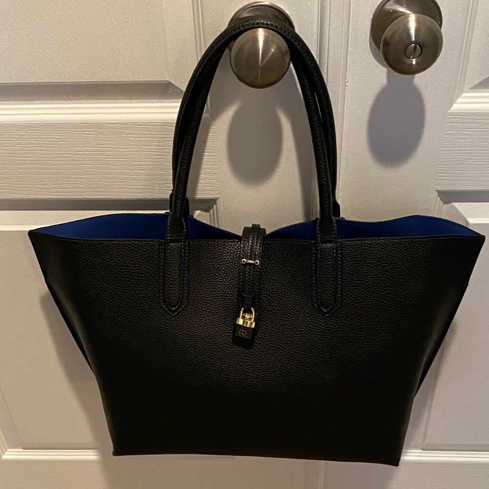 Black Faux Leather Tote